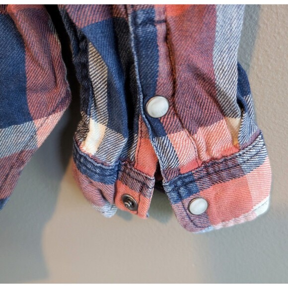 American Eagle Size Small Plaid Top Womens Boyfriend Fit Western Style Shirt S - Picture 3 of 4